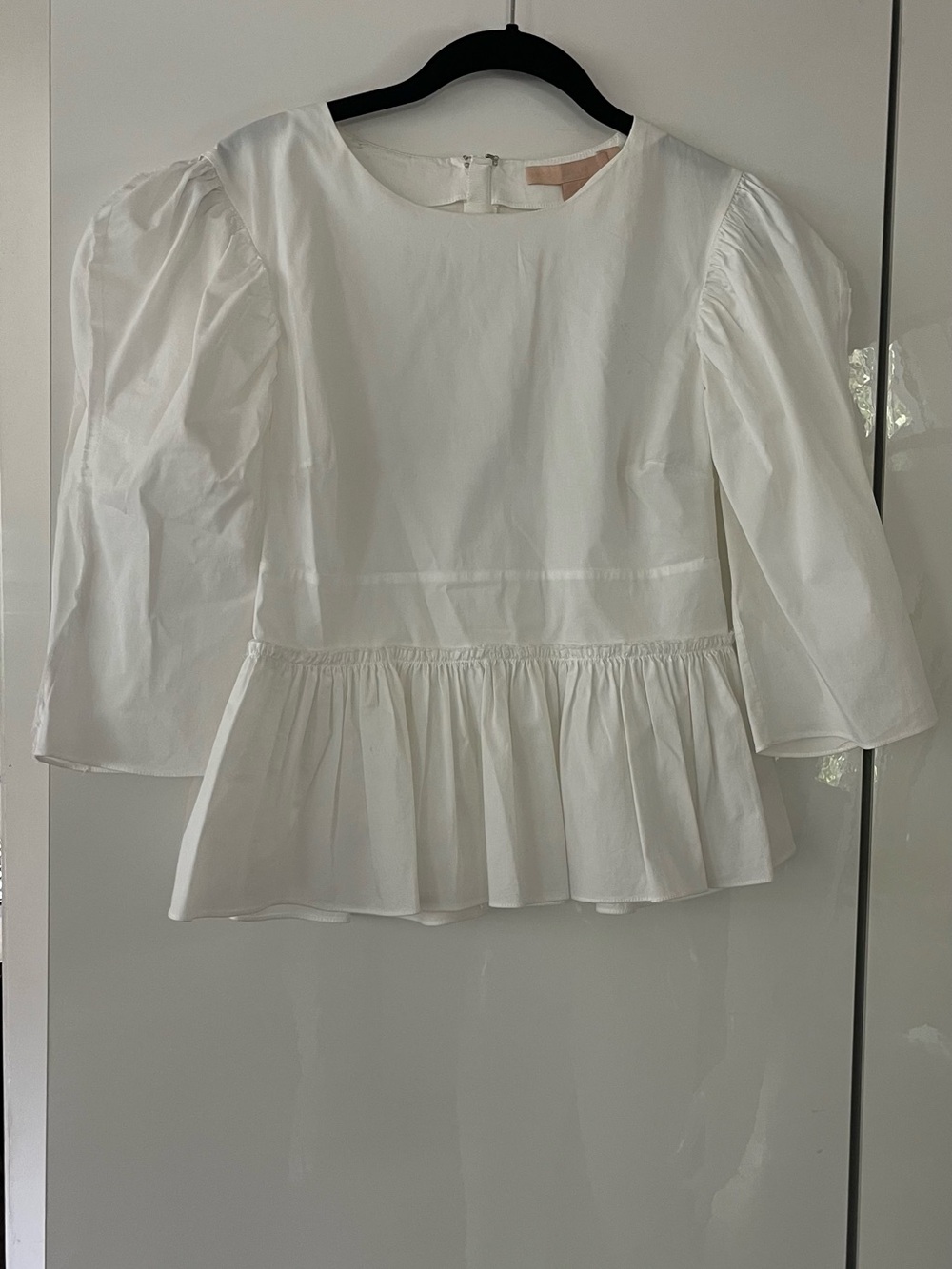 Brock collection White Peplum Puff-Sleeve Top